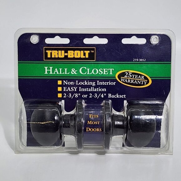 Tru-bolt Hall Closet Non-Locking Interior Door Knob 2 2-3/8 Or 2-3/4 Backset - Picture 1 of 7